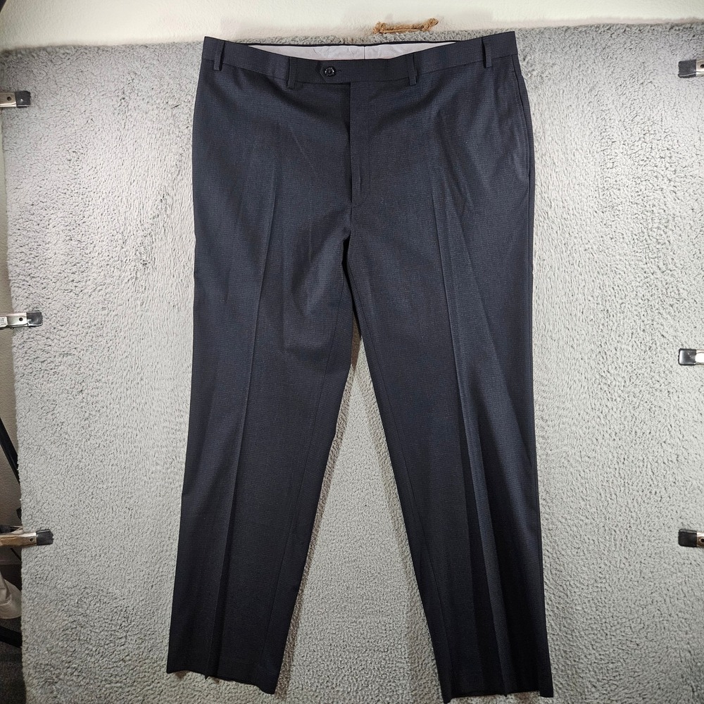 Ralph Ralph Lauren Mens Dress Pants 40x32 Charcoal Gray Stretch Micro Check